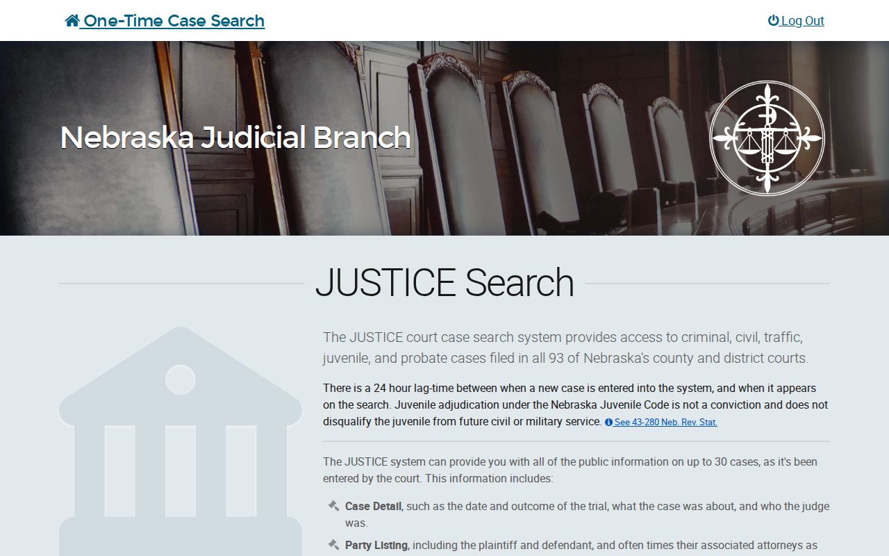 Fillmore County public case research using Nebraska one-time name search