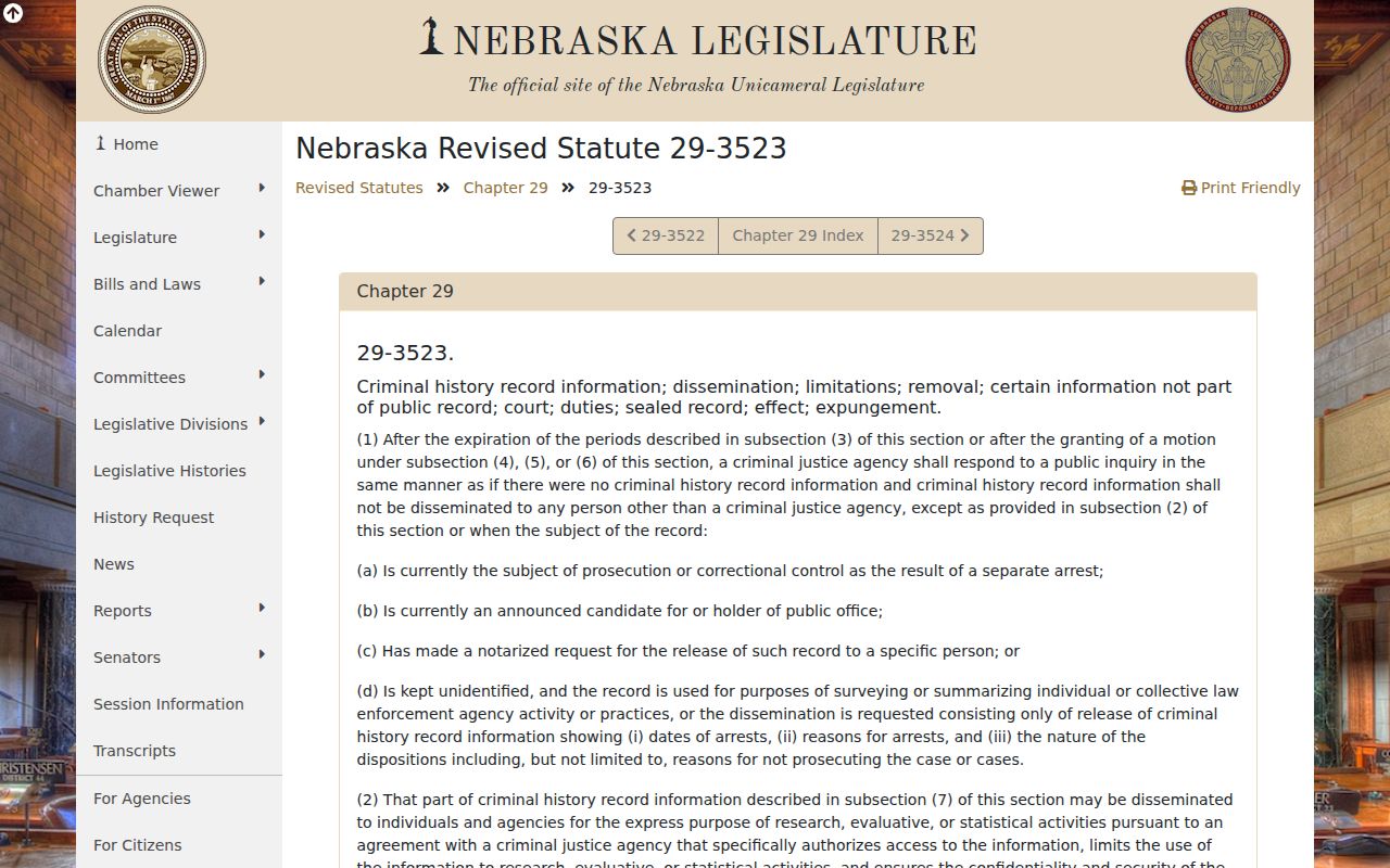 Fillmore County Nebraska booking-photo public-record statute page